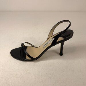 Jimmy Choo Black Leather Strappy Slingback Sandals - Chic Stiletto Heels, Size 3